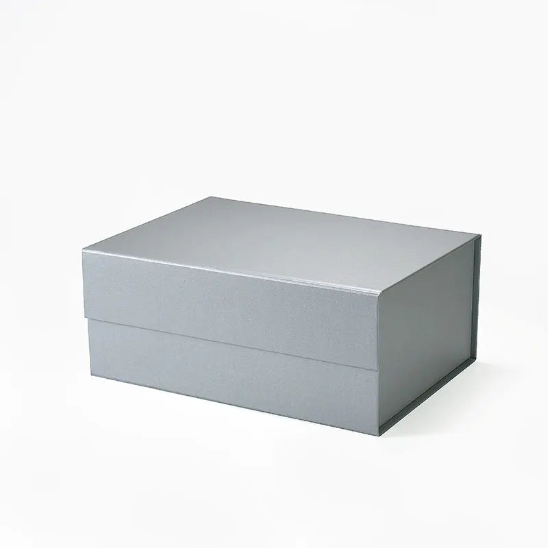 Wholesale Cardboard Silver Colored Folding Flat Rigid Gift Wrapping Hamper Box with Magnetic Lid