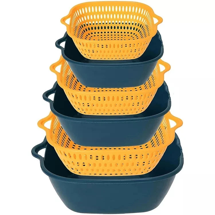 Plastic 6 Piece Storage Basket Kitchen Accessories Multifunction Fruit Filter Colander Wholesale Vegetable Strainer