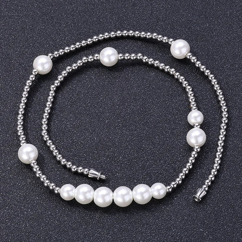 VEROMCA Original Stainless Steel Artificial Pearl Necklace Fashion Pendant Necklace
