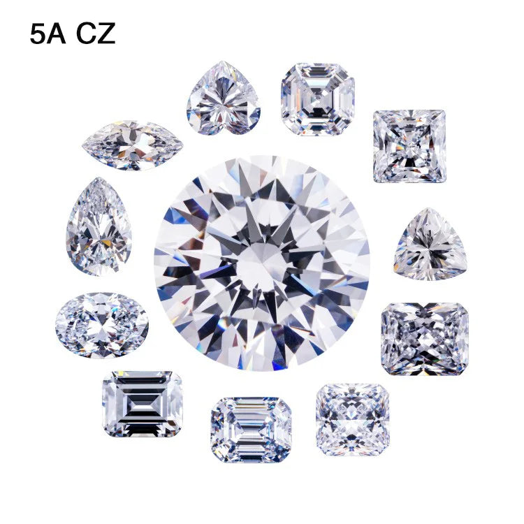 Factory Direct Sales 5A Cubic Zirconia White Color Round Oval Pear Heart Fancy Cut CZ Loose Gemstone for Jewelry Making