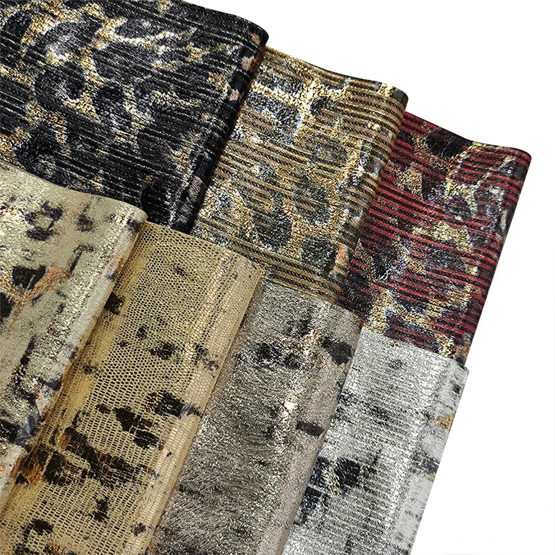 Hot Stamping Metallic Ink Foiled Embossing Synthetic Leather PU for Sewing Sofa Garment Football Decorative Book/Cover/Bag/Shoe