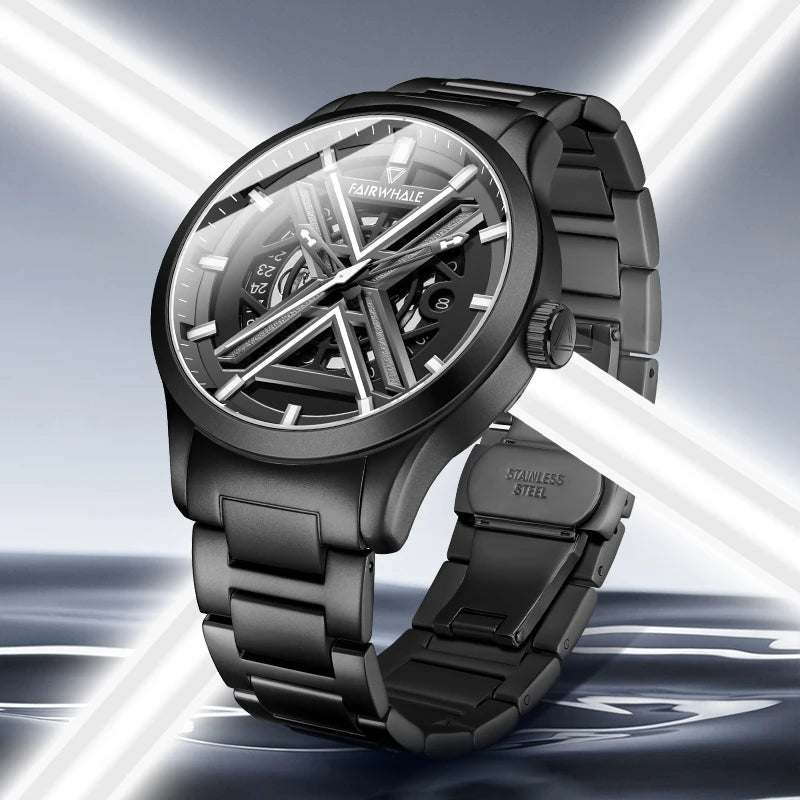 New Design Luxury Man Automatic Mechanical Watch Metal Material Case OEM Watch