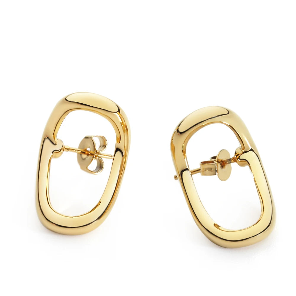Contracted Design Fashion Stud Earring Gold Color Curved Line Statement Earrings for Women Trendy Jewelry