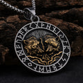 RTS Stainless Steel Nordic Myth Viking Wolf Geri Freki Pendant Necklace Fashion Viking Valkut Symbol Runes Charm Jewelry Pendant