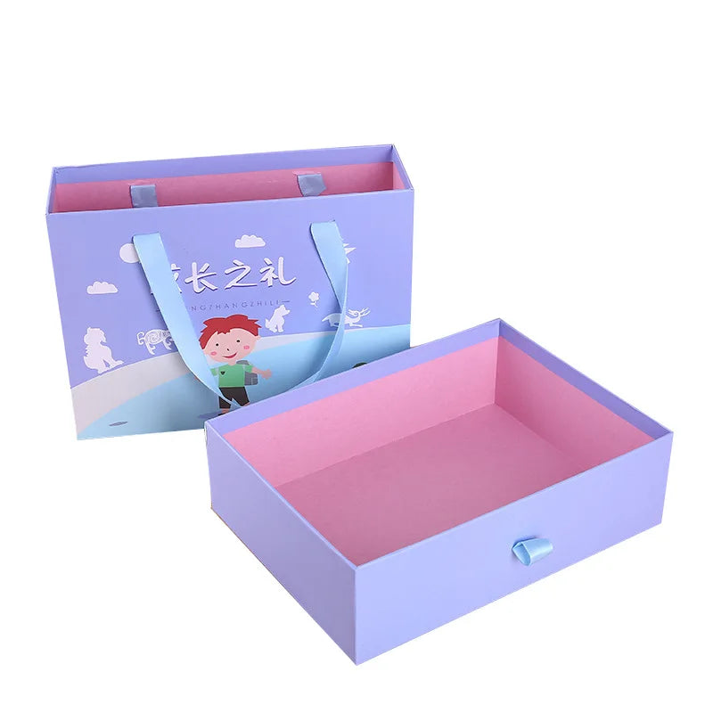 Creative Stationery Drawer Gift Packaging Recycled Paperboard Rigid Boxes for Children's Growth Candles & Photo Frames