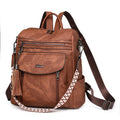 Vintage Crossbody Trend PU Leather Tote Women's Bag Shoulder Bag Multi-functional Girls Capacity Travel Backpack With Tassels