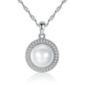Fashion Jewelry 925 Sterling Silver Zircon Multicolor Freshwater Pearl Necklace Round Plate Pendant Clavicle Chain