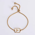 Hot Selling Simple 18karat Rectangular Adjustable Inlaid White Shell the Initials Bracelet