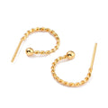 Non Tarnish Free Waterproof Jewelry Temperament Twisted Wire Earrings for Women Girls Stainless Steel C-Shape Beaded Earring