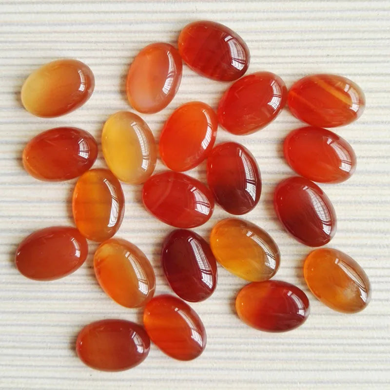 HZ Natural 13*18mm Red Agate Oval Cabochon Gemstone Jewelry Multi Jewelry Making Stone Crafts