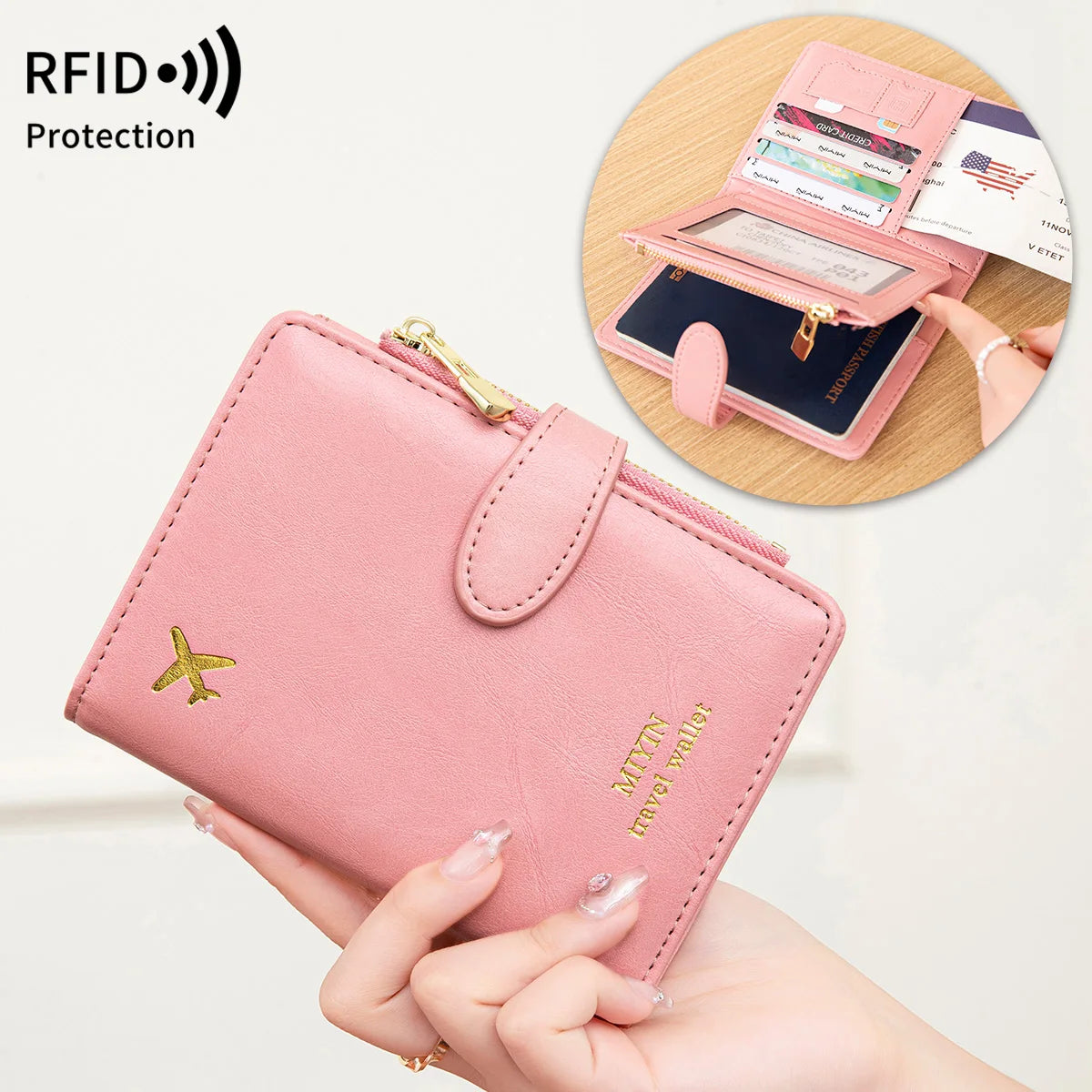 MIYIN RFID portable travel wallet file and ticket storage wallet card holder multifunctional large capacity passport Holder