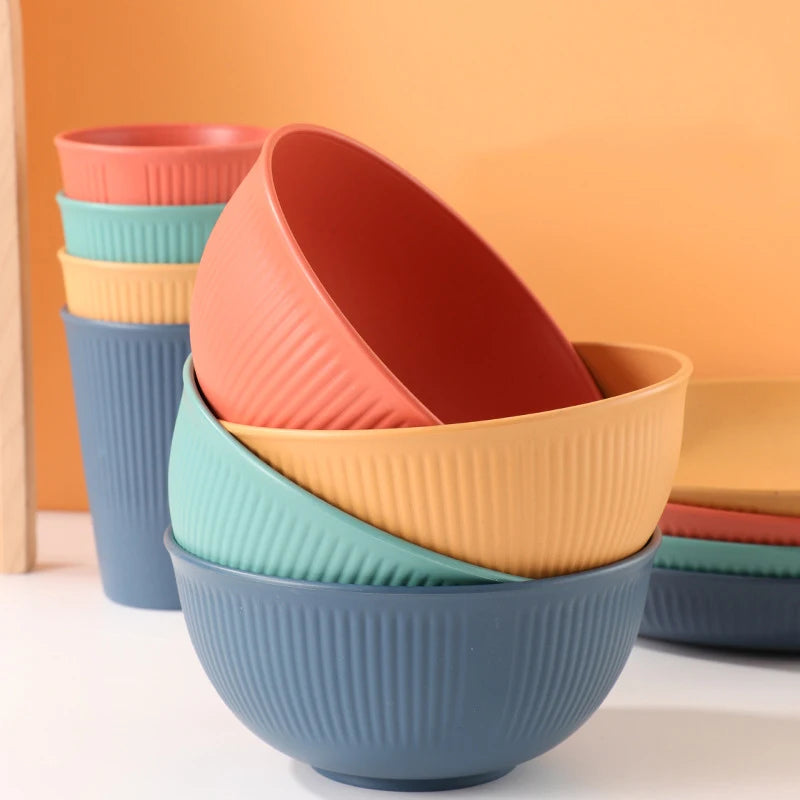 Eco-friendly Colored Durable Dinnerware Setparty Dinner Fruit Dessert Colorful Bowl Cup Plate Sets