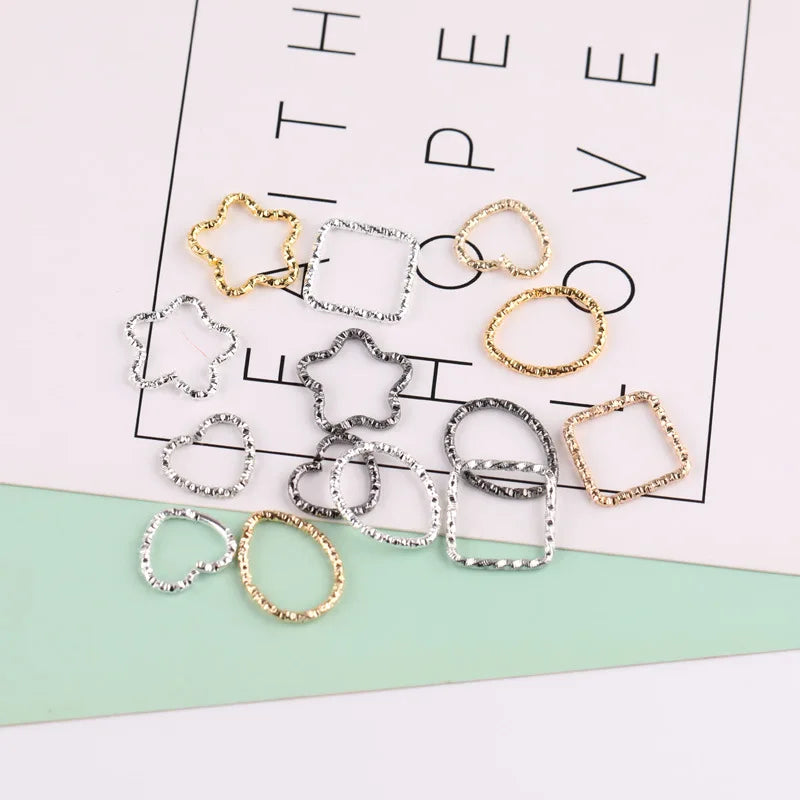 Heart Star Shape Metal Alloy Earring Necklace Charm Twisted Ring Split Rings for Diy Jewelry Making