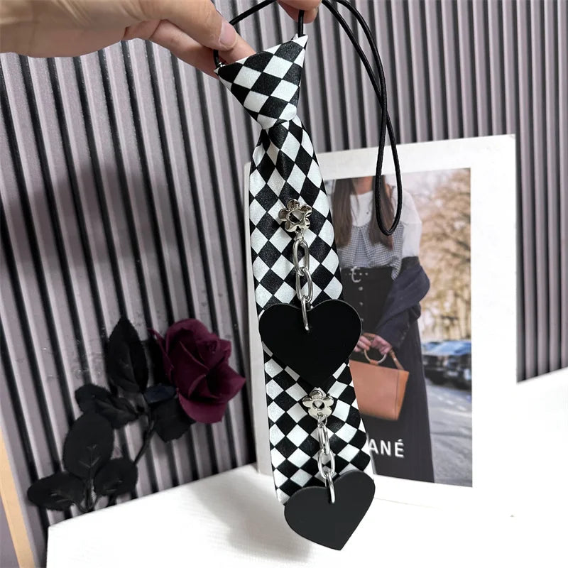 Women's Casual Cotton Polyester Short Bow Tie Punk Checkerboard Heart Decor Super Cool No-Tie Lazy Elastic Pullover Formal Style