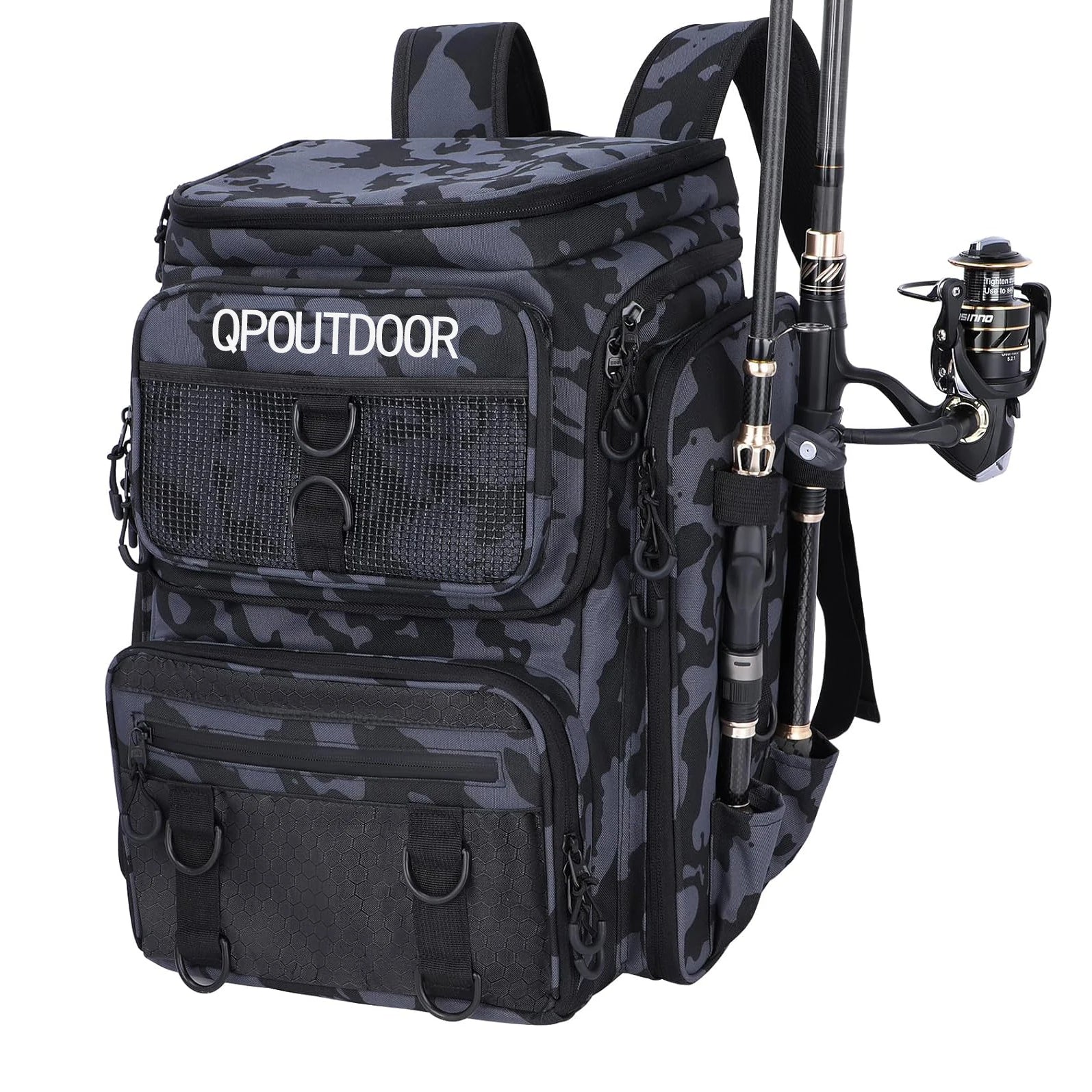 Factory Supply Custom Waterproof 42L Heavy Duty Outdoor Fishing Backpack with Tackle Box for Men Hiking Travel Daily Unisex