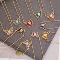 Cute Animals Brass 18K Gold Plated Butterfly Zircon Ladies Engagement Wedding Party Cross Chain Necklace Fashion Temperament