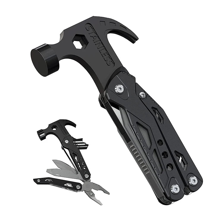 14-in-1 Stainless Steel Aluminum Multi-Function EDC Emergency Outdoor Foldable Multitool Screwdriver DIY Industrial Nylon Pouch