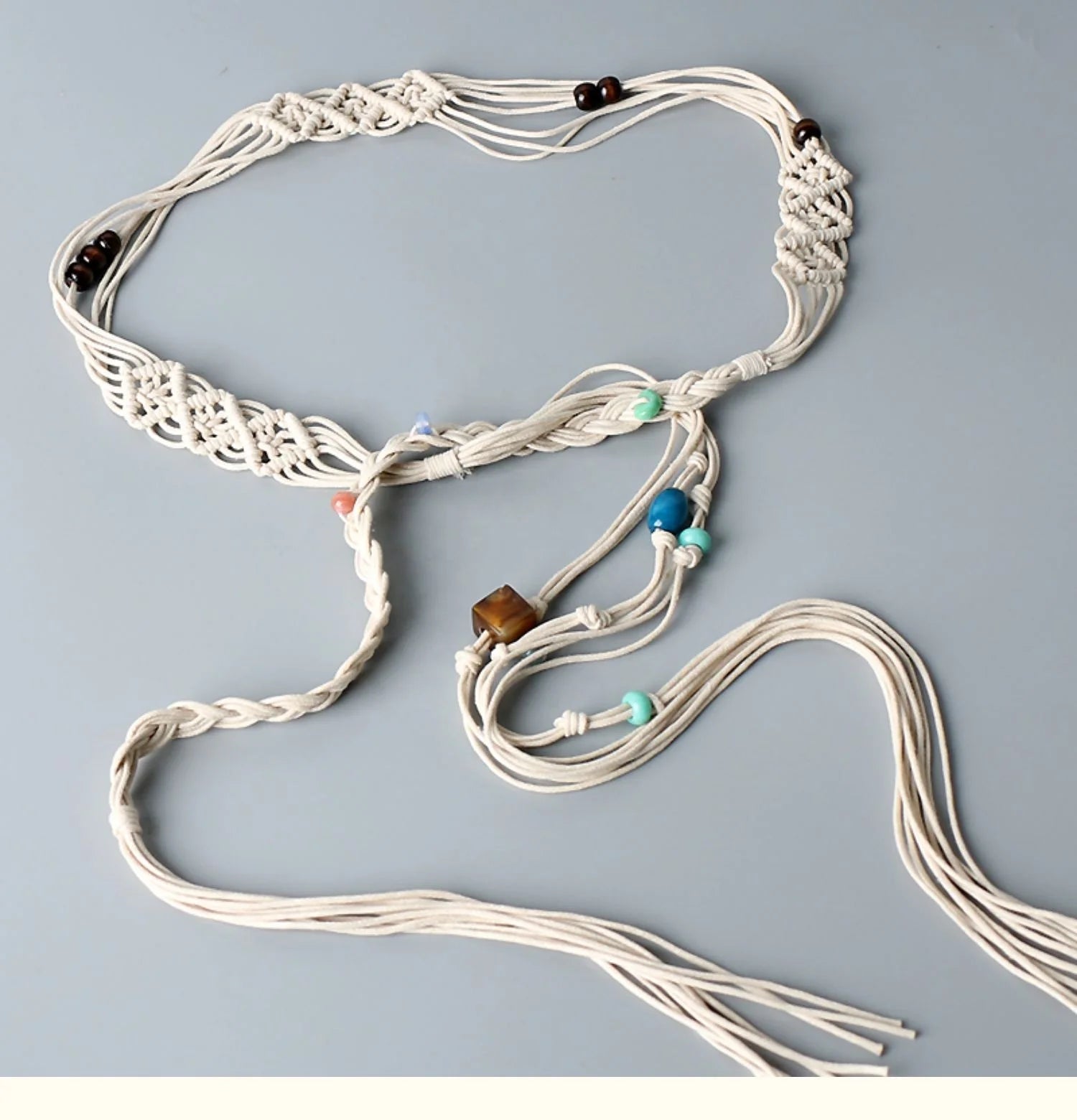 Women's Ethnic Vintage Waist Chain Bohemian Knitted Belt with Rope Weave for Skirt Wind-inspired Accessories