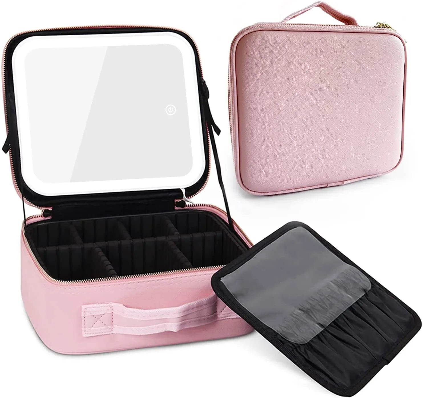 Professional Portable Travel Makeup Bag with Mirror of Led Lighted Large Capacity Storage Box Makeup Bag with Led Light