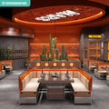 Modern Minimalist Square Commercial Restaurant Table and Booth Sofa Hotpot BBQ Table Furniture Set for Fast Food Coffee Shops
