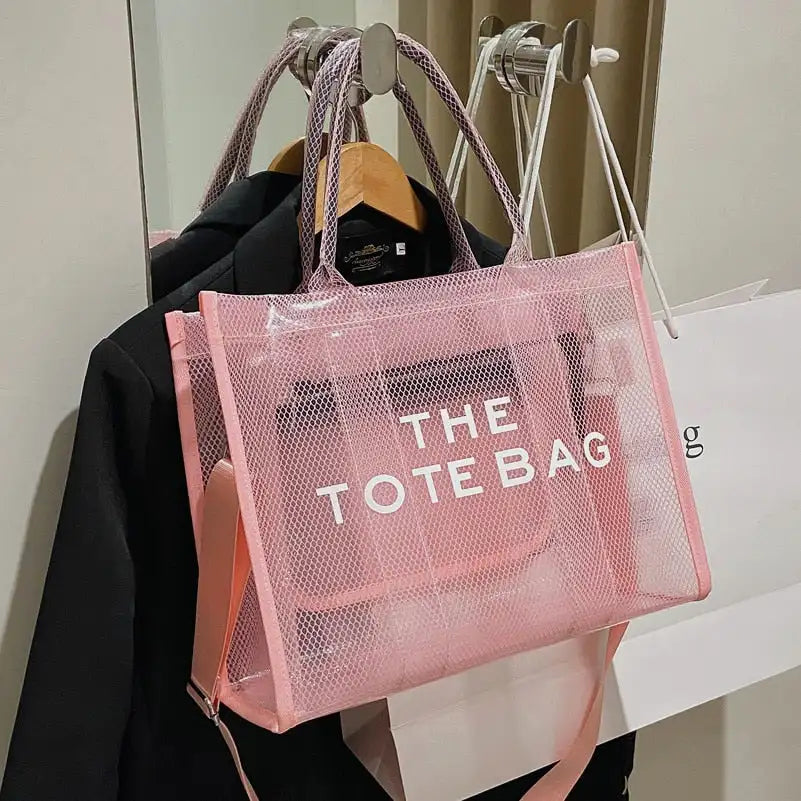 PVC Transparent Tote Handbag for Women Simple Large Capacity Tote Bag Crossbody Tote Bag Handbag Zipper Fashion Tote Bag