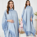 2023 New EID Satin Tassals Closed Abaya Dubai Muslim Women Clothing Modest Dresses Plus Size Women's Dresses