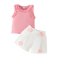 2025 Boutique Children Clothes Summer Suspender Top With Flower Shorts Girls 2pcs Outfits Kids Clothing
