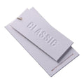 Custom Eco-Friendly Brand Name Tags with Embossed Printing on White Paper Hang Tags for Garment Bags & Shoes