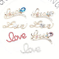 Flat Back Love Heart Rhinestone Buttons Alloy Metal Rhinestone Letter Applique Handmade Accessories for Wedding Decoration
