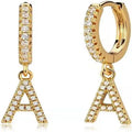 SC New Style 2022 Letter Dangle Zircon Earrings Elegant Huggie Hoop Earrings 18K Gold Plated Initial Earrings for Women