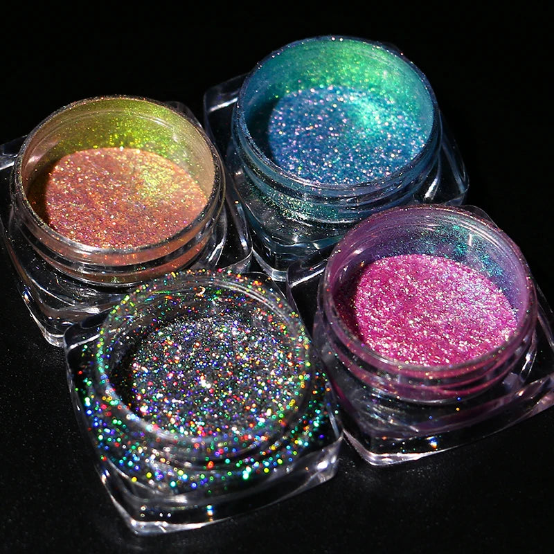 Fine Loose Glitter Metallic Shimmer High Pigment Powder Eye Shadow Duo Chrome Multichrome Chameleon Mica Pigment Dark Chemical