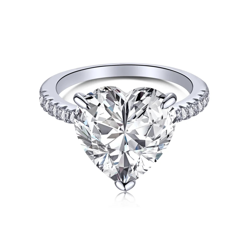Dylam Heart Shape Royal Cubic Zircon Fashion Bling Luxulry Eternity Wholesale Stackable Wedding Silver Rings Women 925 Sterling