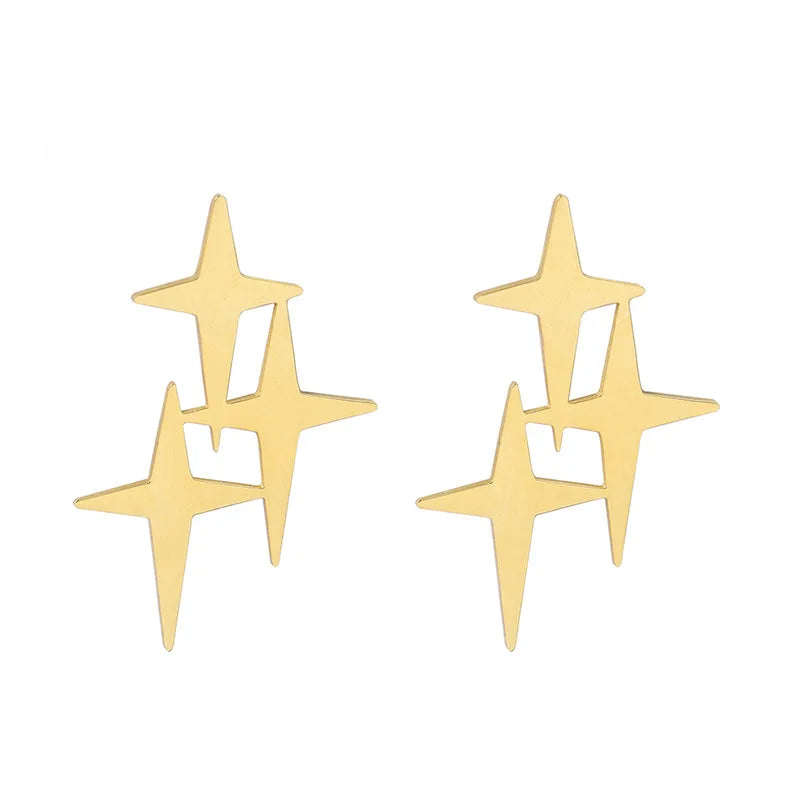 Fashion Popular Styles Personalized 18k Gold-plated Titanium Steel Earrings Cross Star Design Jewelry Stainless Steel Earrings