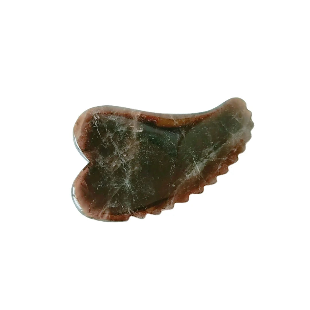 Huiying Free Shipping Spiky Heart Jade Sodalite Guasha Natural Smoky Quartz