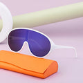 Cool Outdoor Cycling Sunglasses for Women Windproof Sun Glasses with Big Round Gray Frame Made From Plastic and PC Material