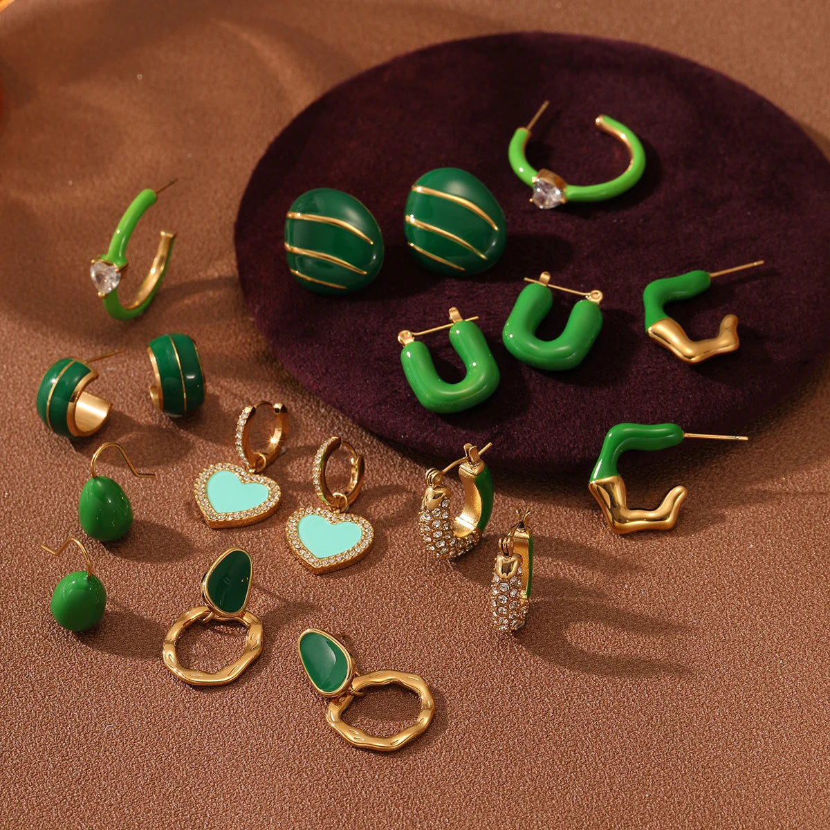 Stainless Steel Enamel Earrings Bulk Items Wholesale Pvd Gold Plated Oil Dripping Jewelry Waterproof Tarnish Free Earrings