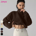Janya Casual Sportswear Warm Polar Fleece Yoga Jacket With Stand Collar Long Sleeve Full Zipper Fitness Workout Casual Outings