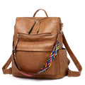 Large Capacity Retro Vintage Leather Backpack for Women Zipper Closure Geometric for School Travel Leisure Laptop Storage