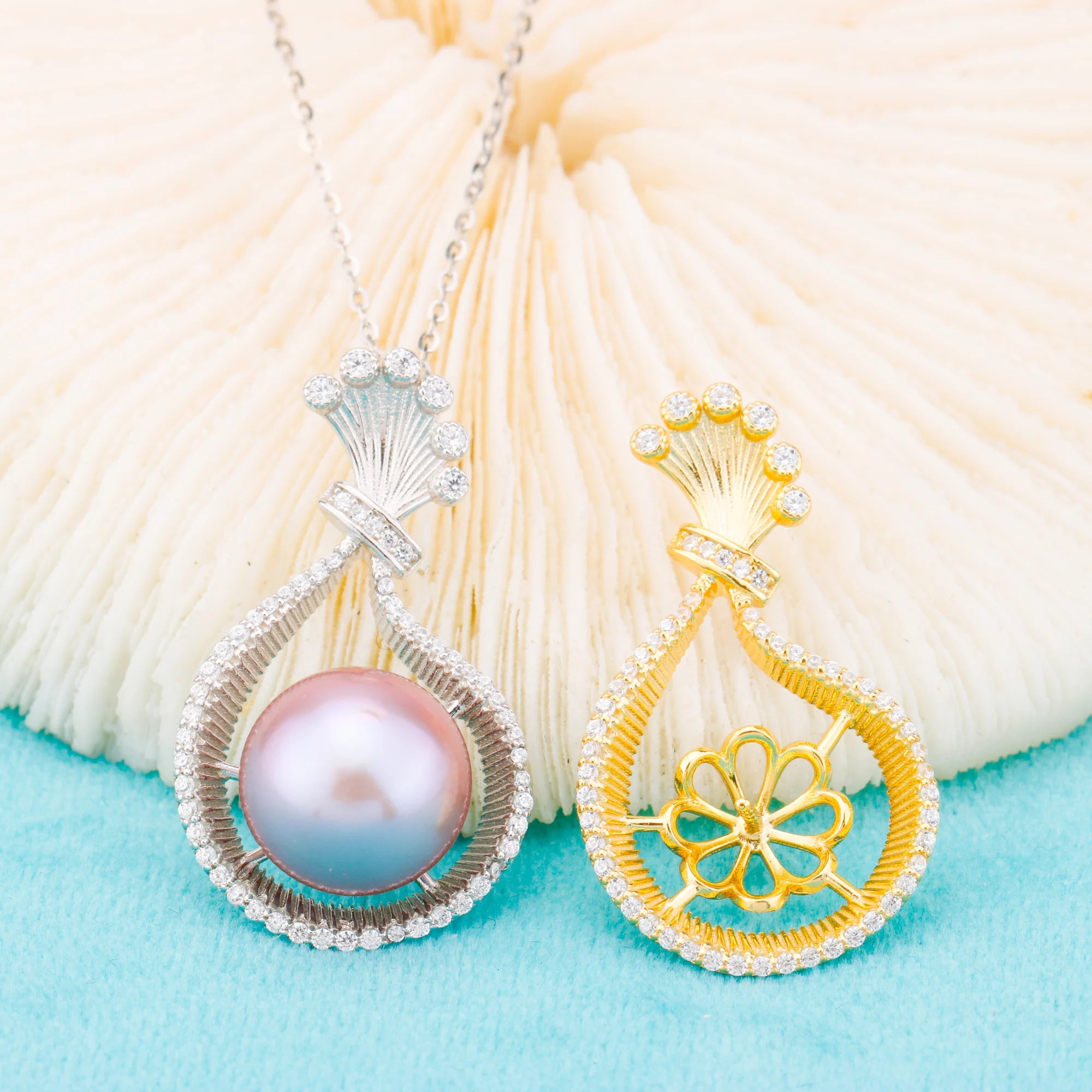 Pe011015 DIY 9-12mm Natural Freshwater Pearl Pendant Accessory 925 Sterling Silver Engagement Jewelry Necklace for Women