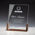 Simple Clear Glass Trophies Medals Plaques Crystal Award Plaque Trophy With Wood Base