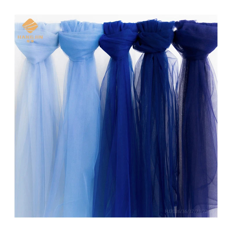 100% Polyester Dark Blue Mesh Net Soft Illusion Tulle Fabric Navy Blue Mesh Tulle Net