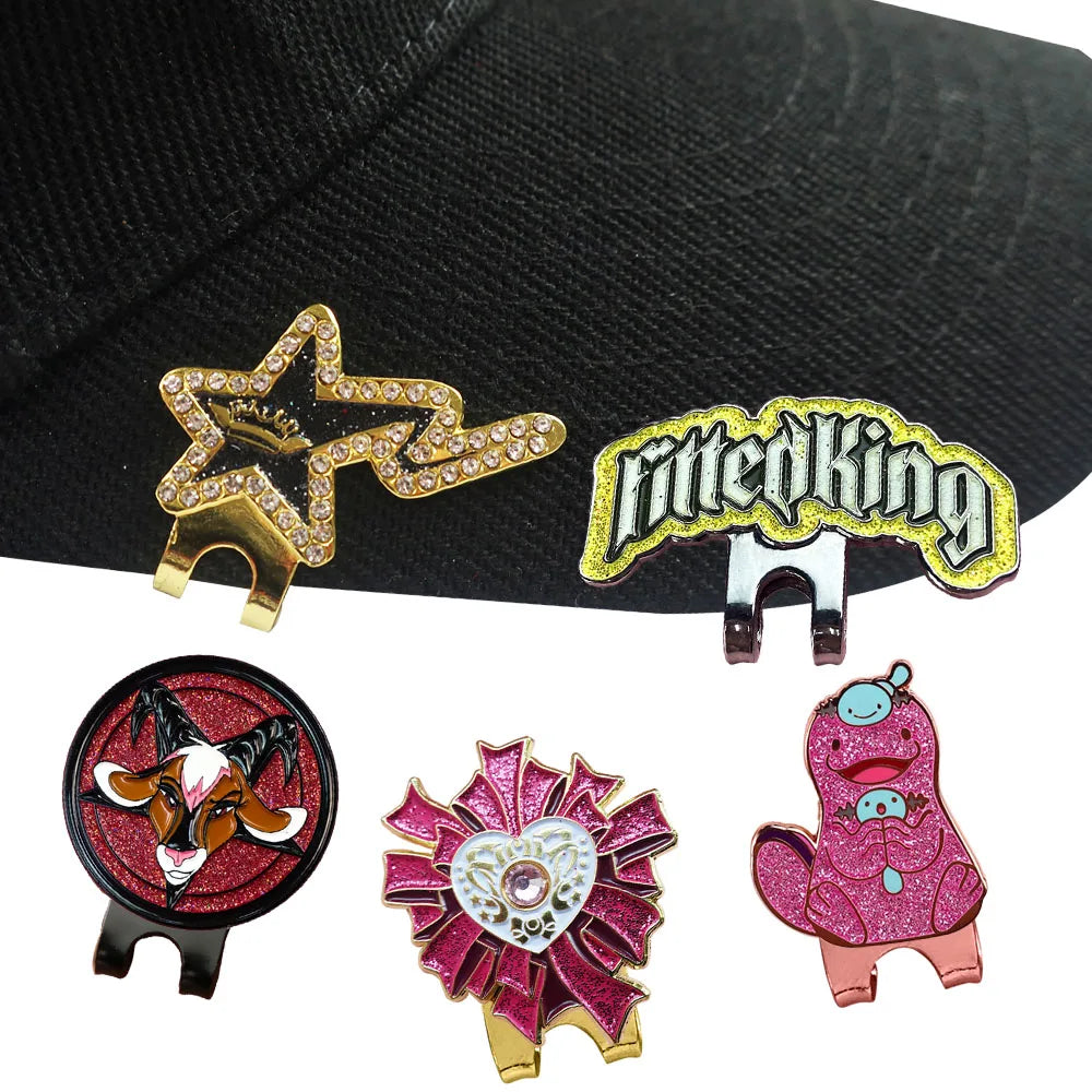 Golf Ball Mark with Golf Hat Clip Magnetic Alloy Smiling Face One Putt Smile Design Custom Magnetic Golf Ball Marker