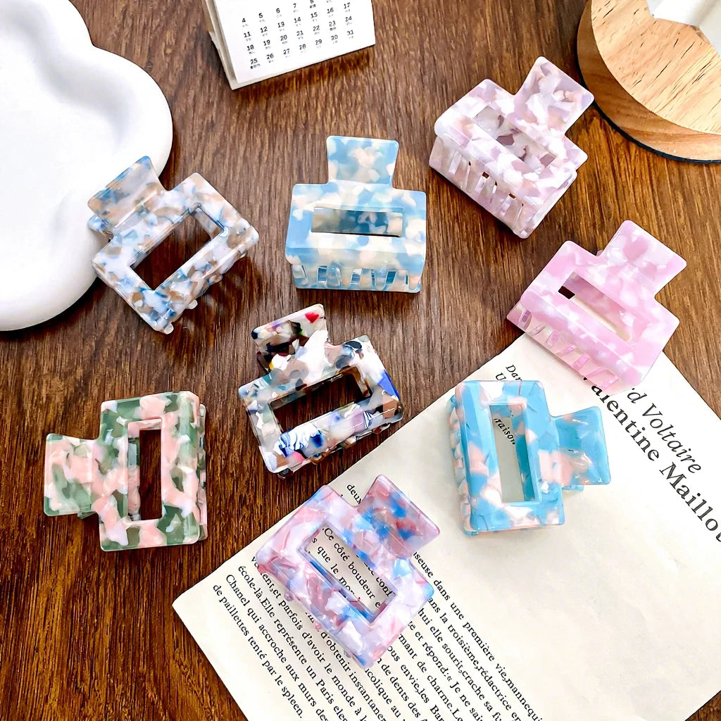 Wholesale Korean Woman Fashion New Acetate Hair Claw Clips 5cm Small Leopard Print square Hair Clip