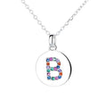 Yaeno Fine Jewelry Coin Letter A-Z Pendant with Colorful Stones Alphabet Necklace in Sterling Silver 925 Letter Pendant Necklace