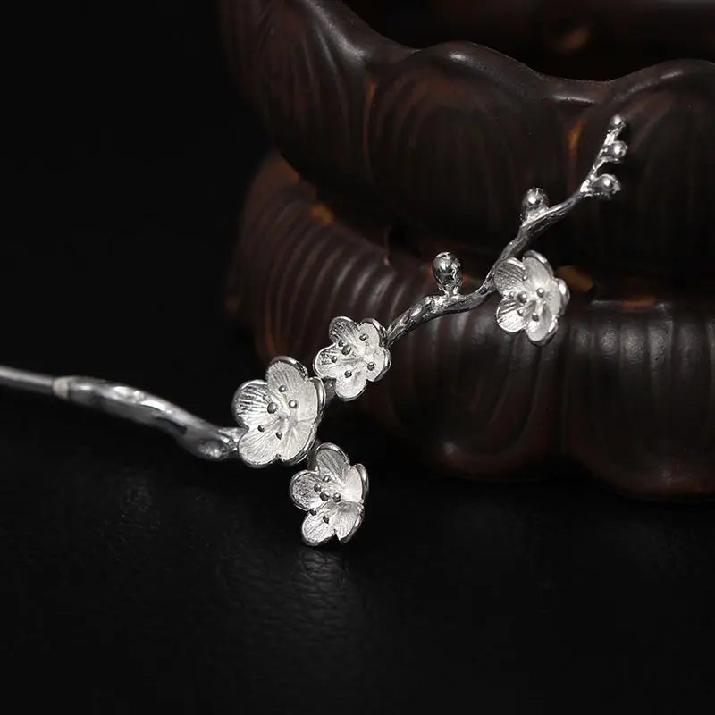 Vintage Chinese Court Traditional Plum Blossom Flower Hairpin Classic Hair Stick Women Elegant Hanfu Hair Accessories