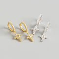 Custom Fine Jewelry 925 Sterling Silver CZ Cross Pendant Drop Hoop Earrings for Women Gift