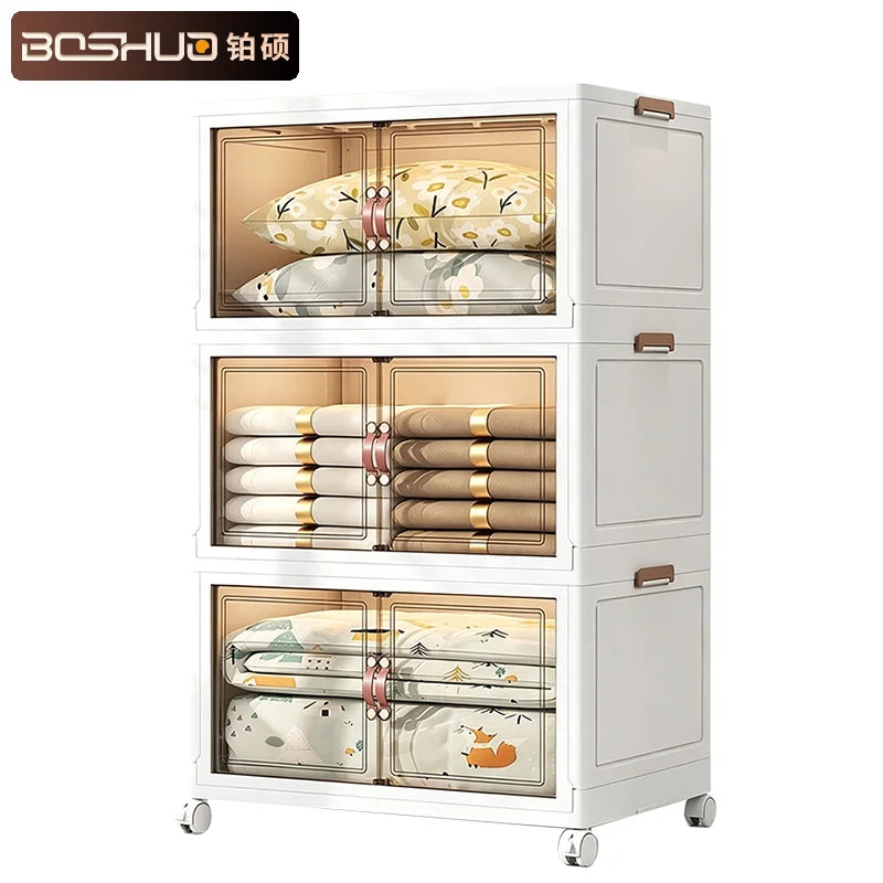 Modern Foldable Wardrobe and Storage Cabinet for Bedroom With Doors and Multi Storage Organizer MegaBDM