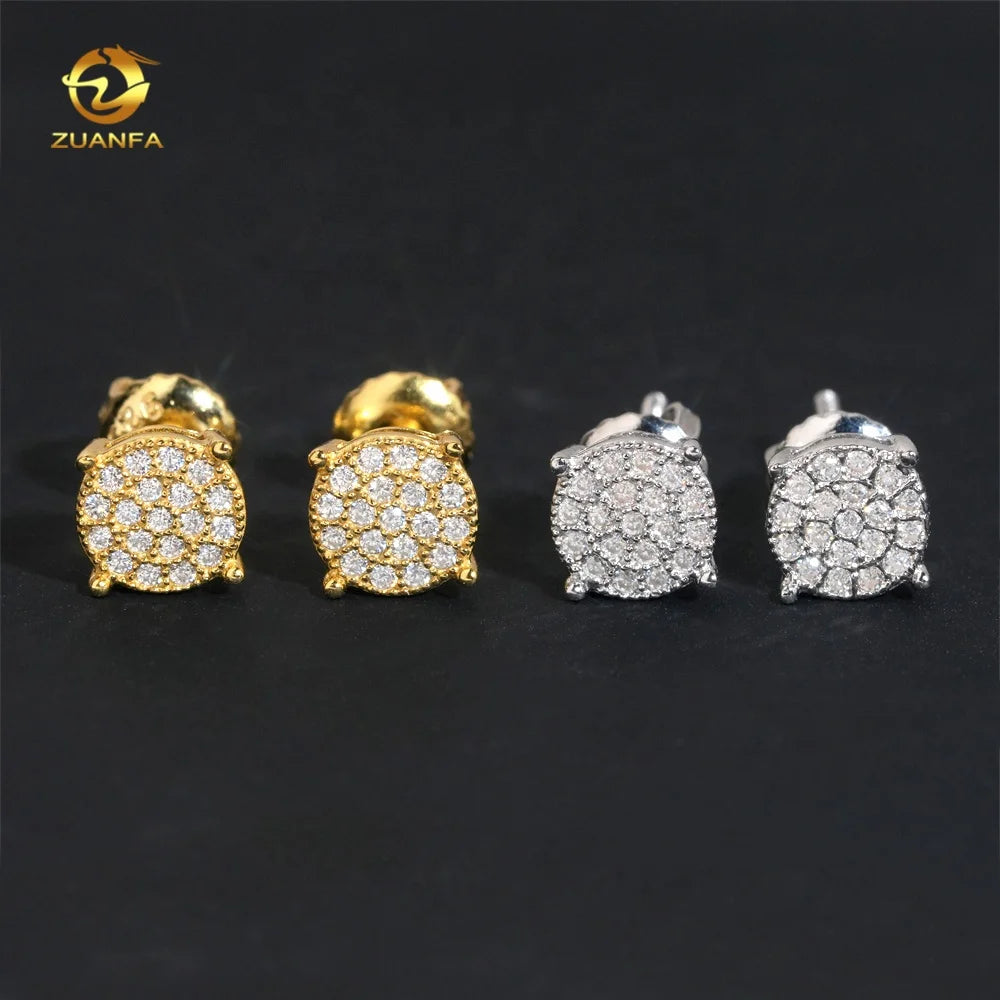 Iced Out Jewelry Diamond Stud 925 Silver Screw Back Men GRA Certificate VVS Moissanite Earrings