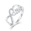 Women's Fashion Religious Jewelry 925 Sterling Silver Faith Word Ring with Cubic Zirconia Inlay