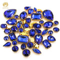 Hot Sale Royal Blue 3D Sew-on Glass Rhinestones Mixed Shape Loose Rhinestones with Lace Claw for Jewelry